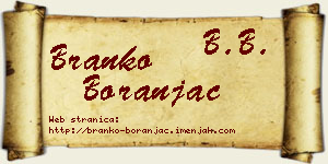 Branko Boranjac vizit kartica